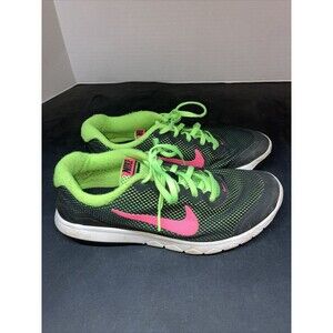 NIKE Flex Experience RN4 Running Shoes Black  & Pink & Lime Womens Sz. 7